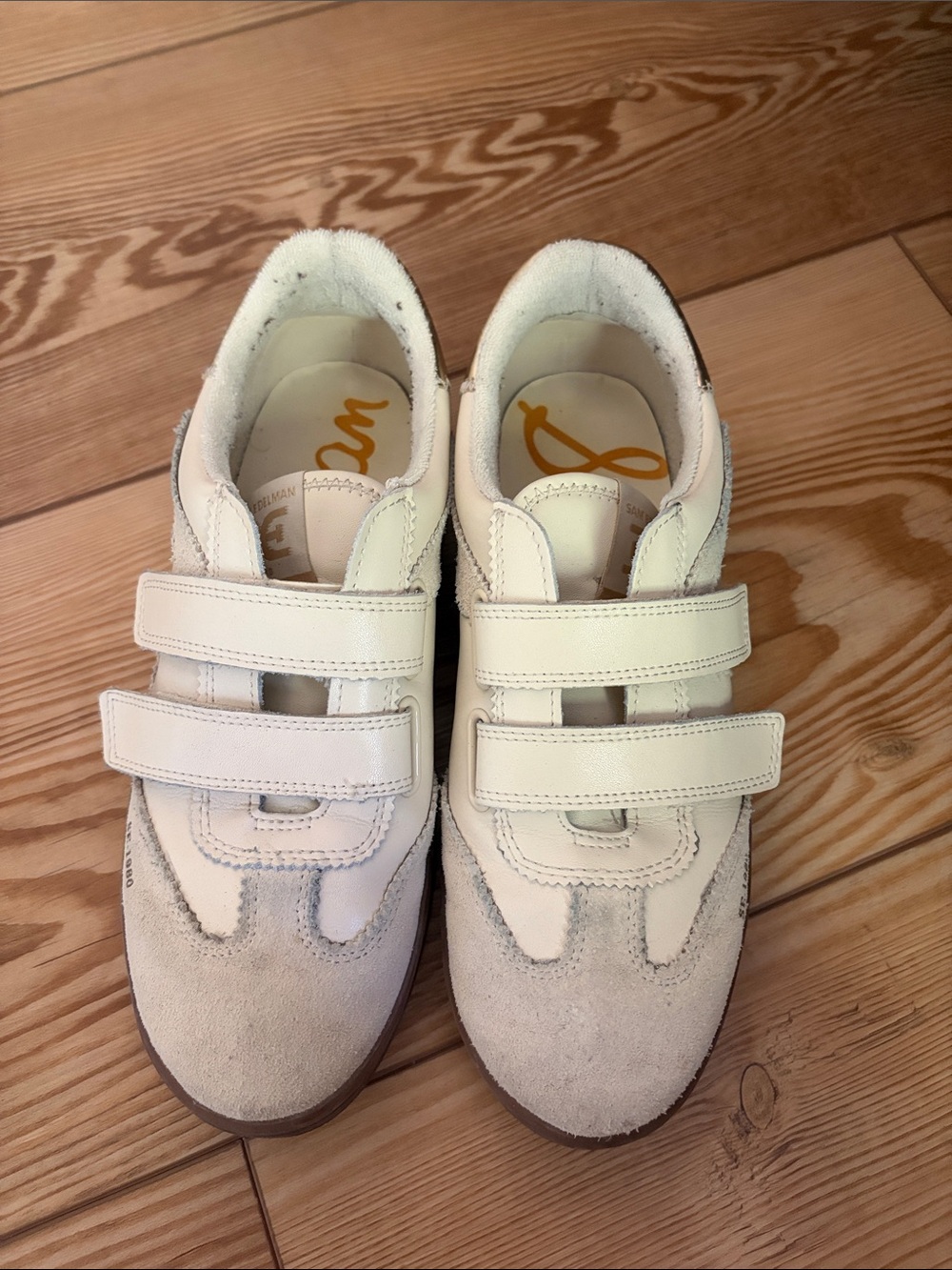 Sam Edelman Cream Velcro Sneakers with Gum Sole - Picture 3 of 5